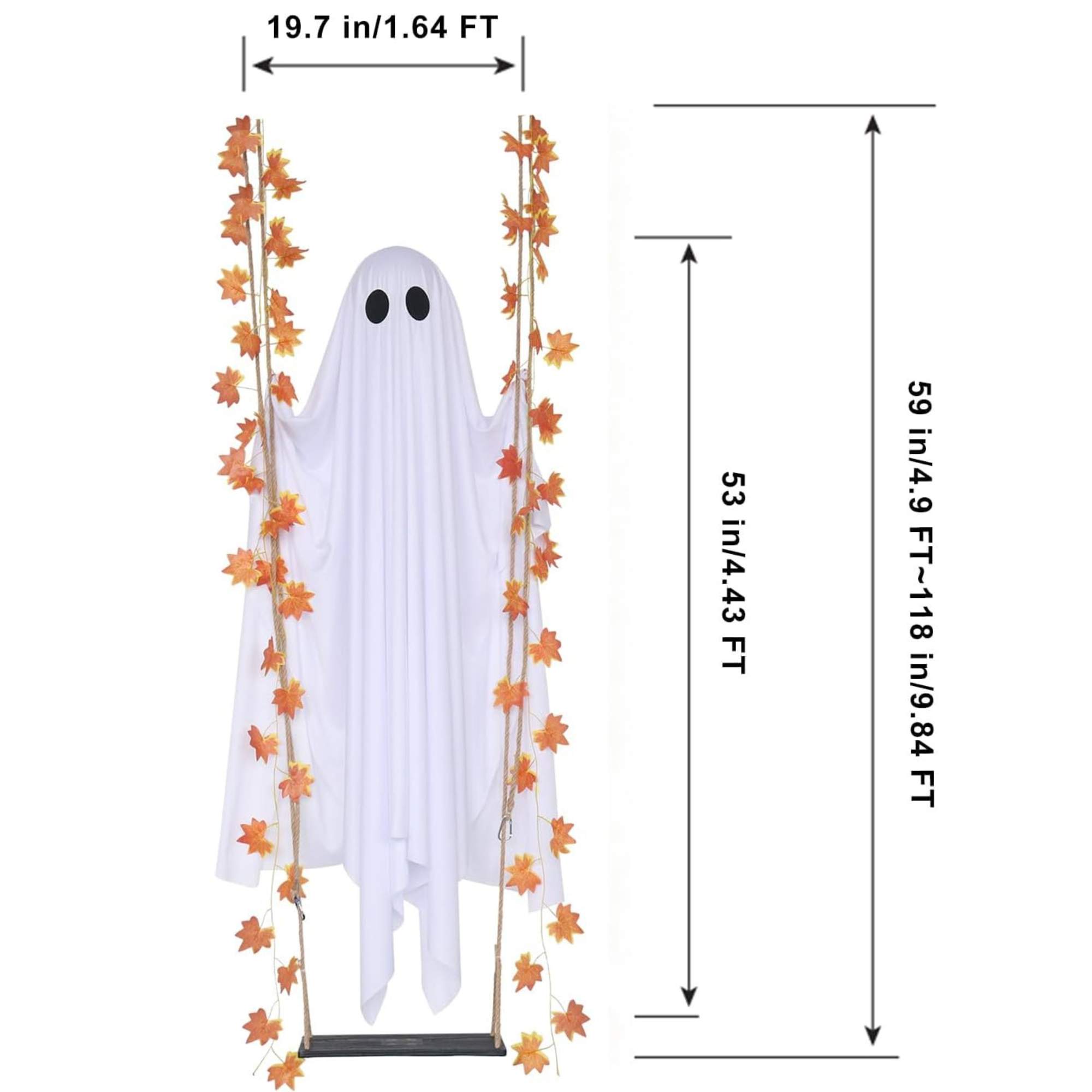 4.4 FT Swinging Ghost Halloween Decor - Outdoor